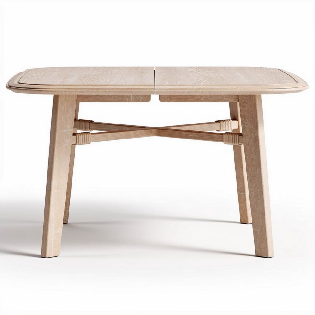 Wooden dining table with foldable design natural finish 150 x 90 x 75cm