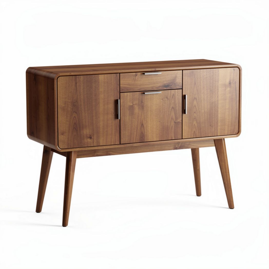 Wooden sideboard with two doors and drawer 100 x 40 x 80cm mid-century design