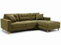 Modern sectional sofa in olive green fabric with tufted cushions 200 x 80 x 90cm