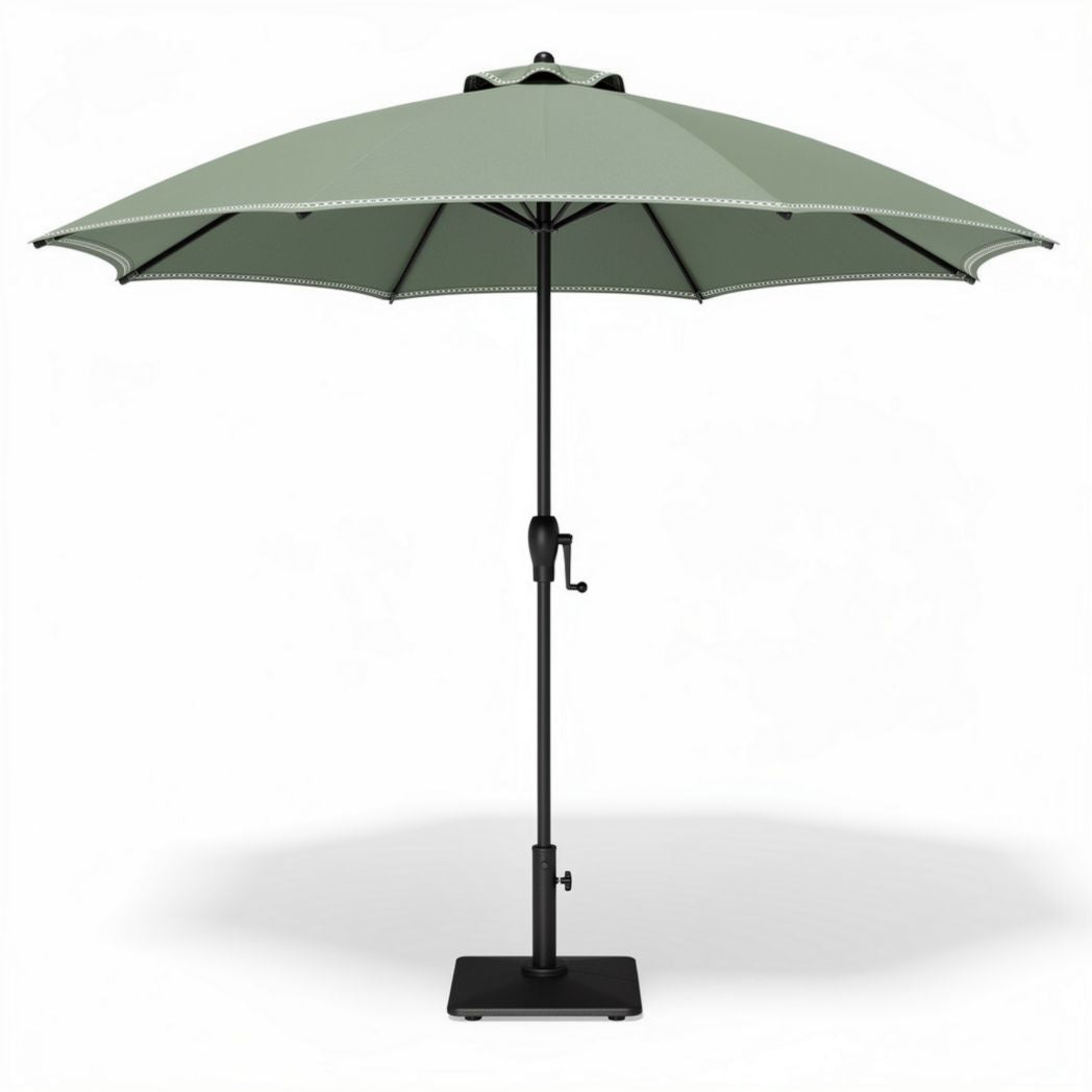 Patio umbrella with adjustable tilt feature green fabric 250 x 250 x 250cm