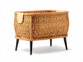 Natural rattan storage basket with black legs 70 x 40 x 30cm for home organization