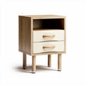 Wooden nightstand with two drawers and open shelf 40 x 40 x 60cm